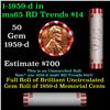 Image 1 : Shotgun Lincoln 1c roll, 1959-d 50 pcs Bank Wrapper.