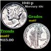 Image 1 : 1941-p Mercury Dime 10c Grades GEM++ Unc