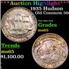 Image 1 : ***Auction Highlight*** 1935 Hudson Old Commem Half Dollar 50c Grades GEM Unc By USCG (fc)