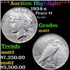 Image 1 : ***Auction Highlight*** 1934-s Peace Dollar $1 Grades Select Unc By USCG (fc)