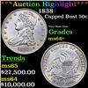 Image 1 : ***Auction Highlight*** 1838 Capped Bust Half Dollar 50c Graded ms64+ BY SEGS (fc)