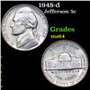 1945-d Jefferson Nickel 5c Grades Choice Unc.