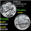 Image 1 : 1943-p Jefferson Nickel 5c Grades GEM++ Unc