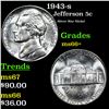 1943-s Jefferson Nickel 5c Grades GEM++ Unc