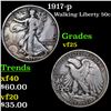 Image 1 : 1917-p Walking Liberty Half Dollar 50c Grades vf+