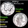 Image 1 : 1939-p Mercury Dime 10c Grades GEM++ Unc