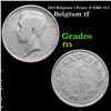 1913 Belgium 1 Franc 1f KM# 73.1 Grades f+
