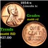 Image 1 : 1954-s Lincoln Cent 1c Grades GEM+ Unc RD
