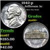 Image 1 : 1942-p Jefferson Nickel 5c Grades GEM++ Unc