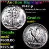 Image 1 : ***Auction Highlight*** 1942-p Walking Liberty Half Dollar 50c Graded ms66+ By SEGS (fc)