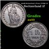 1944B Switzerland 1 Franc 1f KM# 24 Grades Select AU