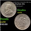 1920B Ceylon 25 Cents Silver KM# 105a Grades Choice AU