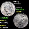 Image 1 : 1922-p Peace Dollar $1 Grades Choice+ Unc