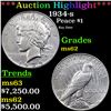 ***Auction Highlight*** 1934-s Peace Dollar $1 Grades Select Unc By USCG (fc)