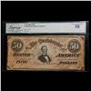 Image 2 : 1864 $50 Confederate Note, T66 Graded au58 By legacy