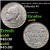 1962 Liberia 1 Dollar Silver KM# 18 Grades Choice AU/BU Slider