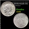 1944 Netherlands 25 Cents Silver KM# 164 Grades Select Unc