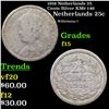 1916 Netherlands 25 Cents Silver KM# 146 Grades f+