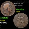 1910 Great Britain 1 Penny KM# 794.2 Grades vf+