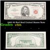 1963 $5 Red Seal United States Note Grades vf+