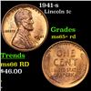 Image 1 : 1941-s Lincoln Cent 1c Grades Gem+ Unc RD