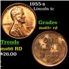 Image 1 : 1955-s Lincoln Cent 1c Grades Gem+ Unc RD