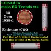 Image 1 : Shotgun Lincoln 1c roll, 1959-d 50 pcs Bank Wrapper.