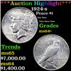 Image 1 : ***Auction Highlight*** 1924-s Peace Dollar $1 Grades Choice+ Unc By SEGS (fc)