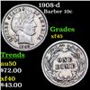 Image 1 : 1908-d Barber Dime 10c Grades xf+