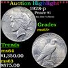 Image 1 : ***Auction Highlight*** 1928-p Peace Dollar $1 Grades Select+ Unc By USCG (fc)