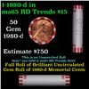 Image 1 : Shotgun Lincoln 1c roll, 1980-d 50 pcs Bank Wrapper.