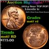 Image 1 : ***Auction Highlight*** 1955-p Lincoln Cent Near TOP POP! 1c Graded ms67 rd By SEGS (fc)