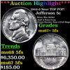 Image 1 : ***Auction Highlight*** 1944-d Jefferson Nickel Near TOP POP! 5c Graded ms67+ 5fs BY SEGS (fc)