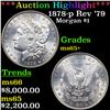 Image 1 : ***Auction Highlight*** 1878-p Rev '79 Morgan Dollar $1 Graded ms65+ BY SEGS (fc)