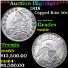 Image 1 : ***Auction Highlight*** 1818 Capped Bust Half Dollar 50c Graded ms64+ BY SEGS (fc)