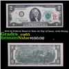 Image 1 : 1976 $2 Federal Reserve Note 1st Day of Issue, with Stamp Grades Gem CU