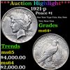Image 1 : ***Auction Highlight*** 1921-p Peace Dollar $1 Grades Choice+ Unc By SEGS (fc)