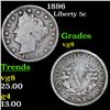 Image 1 : 1896 Liberty Nickel 5c Grades vg, very good