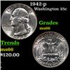 Image 1 : 1942-p Washington Quarter 25c Grades GEM+ Unc
