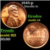 Image 1 : 1945-p Lincoln Cent 1c Grades GEM+ Unc RD