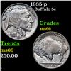 Image 1 : 1935-p Buffalo Nickel 5c Grades GEM+ Unc