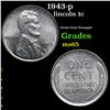 Image 1 : 1943-p Lincoln Cent 1c Grades GEM Unc