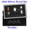 Image 1 : 1993 United States Mint Silver Proof Set. 5 Coins Inside. NO BOX or COA
