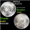 Image 1 : 1923-p Peace Dollar $1 Grades GEM Unc