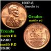 Image 1 : 1937-d Lincoln Cent 1c Grades Gem+ Unc RD