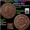 Image 1 : ***Auction Highlight*** 1823/2 N-1 Coronet Head Large Cent 1c Graded vf30 By SEGS (fc)