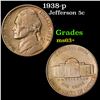 Image 1 : 1938-p Jefferson Nickel 5c Grades Select+ Unc