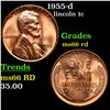 Image 1 : 1955-d Lincoln Cent 1c Grades GEM+ Unc RD