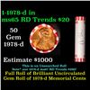 Image 1 : Shotgun Lincoln 1c roll, 1978-d 50 pcs Bank Wrapper.