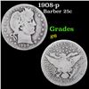 Image 1 : 1908-p Barber Quarter 25c Grades g+